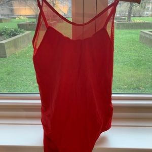 RED MESS COMFORTABLE ONE PIECE BATHING SUIT